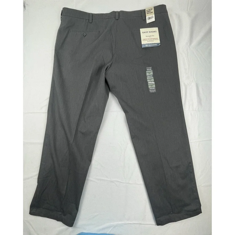 Dockers Easy Khaki Mens 42x30 Straight Fit Stretch Charcoal Gray Pants New
